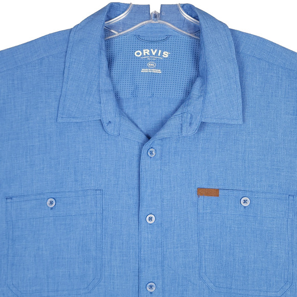 Orvis Men's Shirt Short Sleeve Button Up Blue Camp Style 2 Pockets 2XL Outdoors - Picture 1 of 13